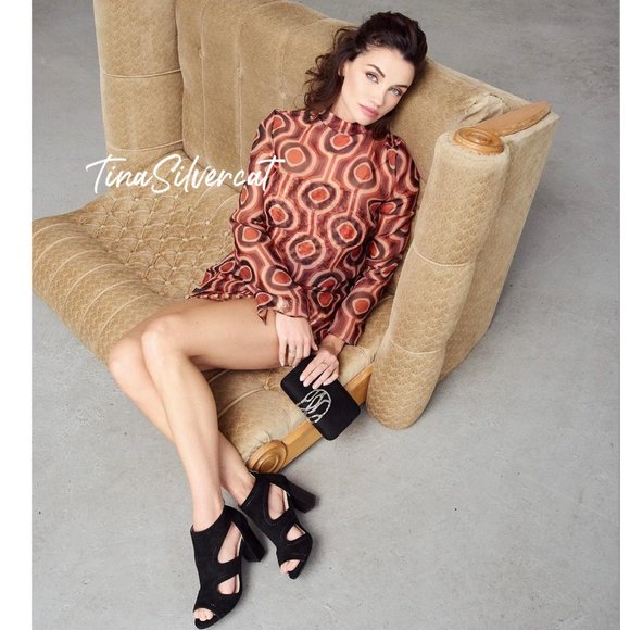 BLOGGER'S FAVE! Zara Printed Organza Mini Retro Dress Orange/Brown Sz XS NWT - Picture 7 of 17